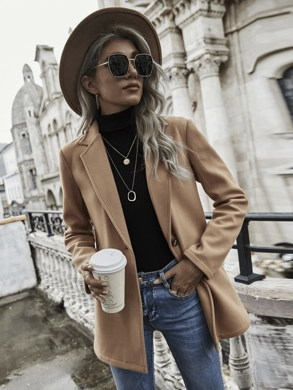Blazer longo cor caramelo